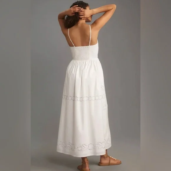 Anthropologie Vineet Bahl White Floral Cutwork Midi Dress - Size: XL - Picture 2 of 14